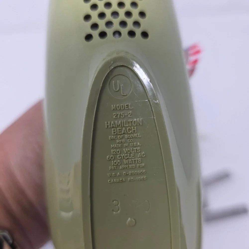 Hamilton Beach Electric Knife 275-2 Avocado Green Vintage MCM Scovill USA Made